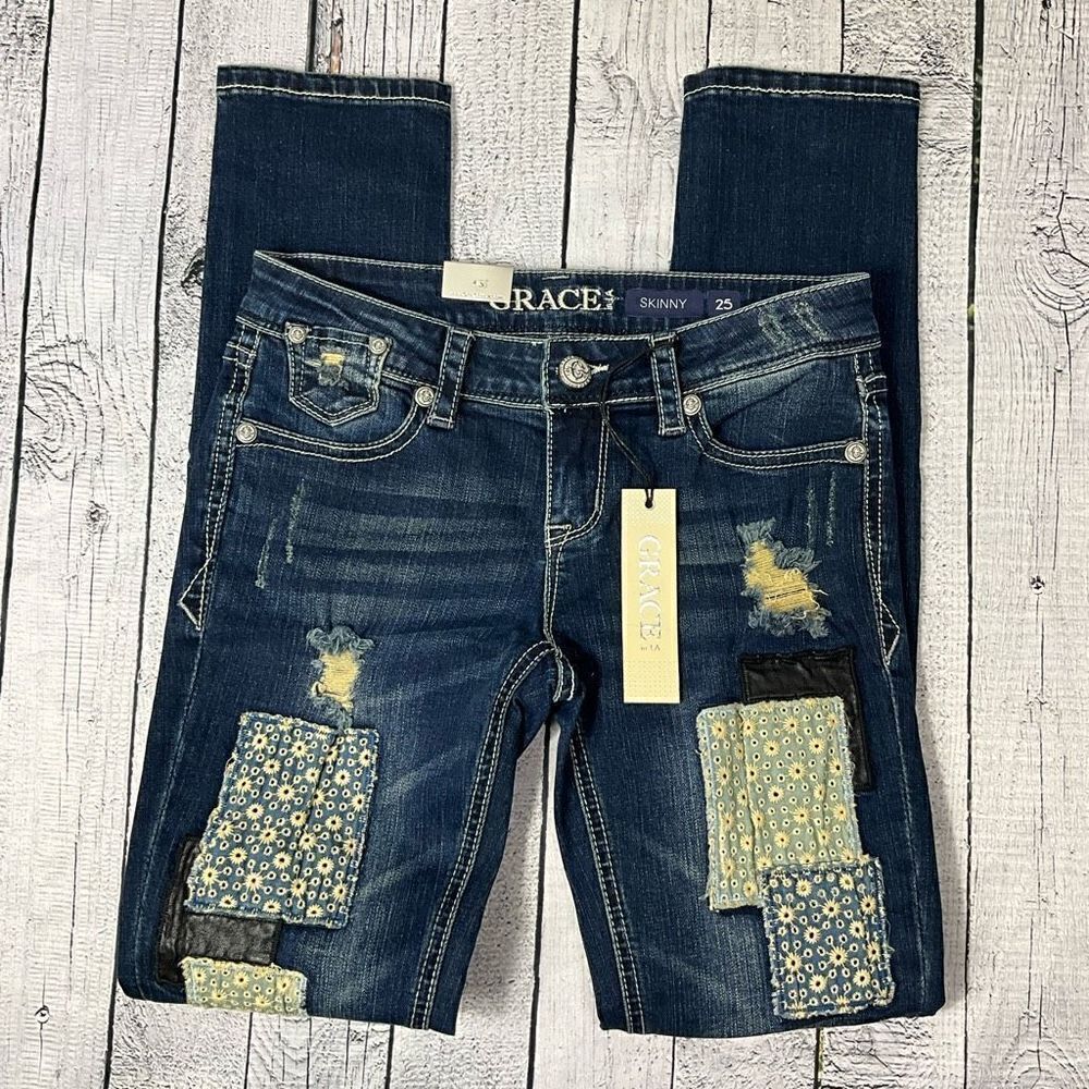 GRACE Patchwork Skinny Jeans